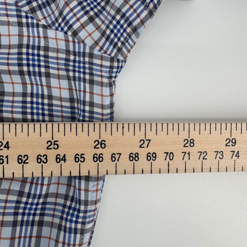 Peter Millar Mens Plaid Long Sleeve Dress Shirt XL Blue Gray Red Button Down - Picture 3 of 10